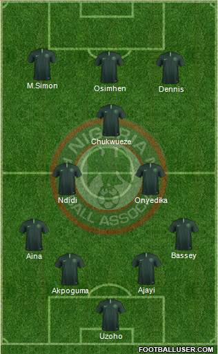 Nigeria 4-2-1-3 football formation