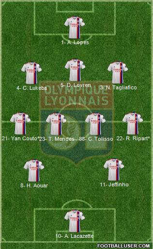 Olympique Lyonnais 3-4-2-1 football formation