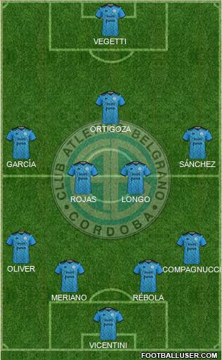 Belgrano de Córdoba 4-4-1-1 football formation