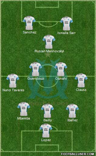 Olympique de Marseille 3-5-2 football formation