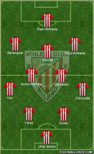 Athletic Club 4-2-3-1 football formation