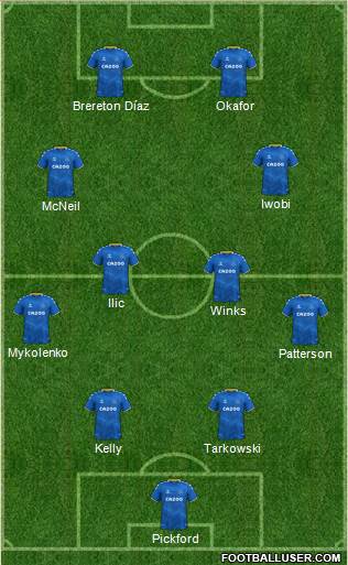 Everton 4-4-2 football formation