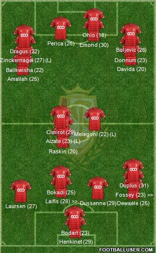 R Standard de Liège 4-1-3-2 football formation