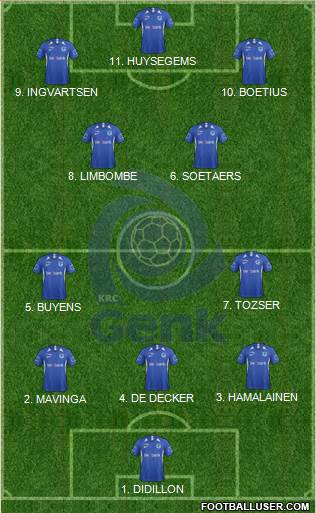 K Racing Club Genk 4-2-4 football formation