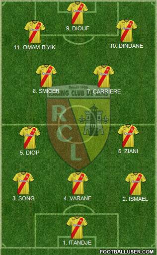 Racing Club de Lens 4-2-3-1 football formation