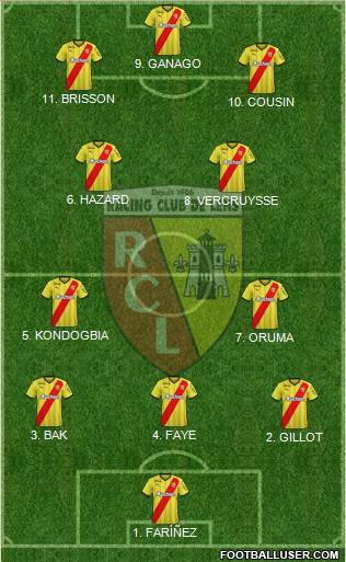 Racing Club de Lens 4-2-1-3 football formation