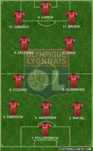 Olympique Lyonnais 4-2-3-1 football formation