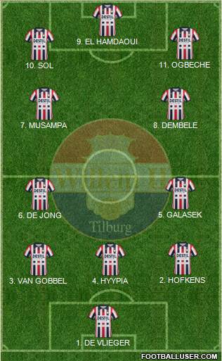 Willem II 4-2-3-1 football formation