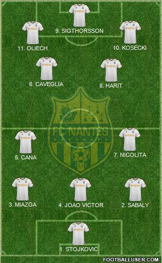 FC Nantes 4-2-1-3 football formation