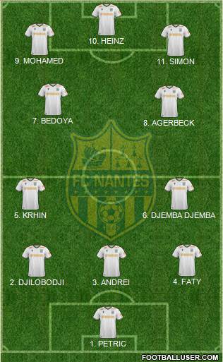 FC Nantes 4-2-3-1 football formation