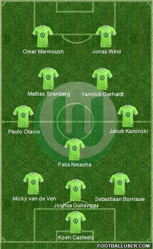 VfL Wolfsburg 3-5-2 football formation