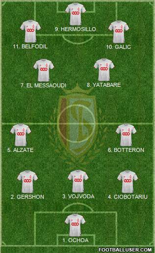 R Standard de Liège 4-2-4 football formation