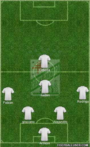 C Oriente Petrolero 3-4-2-1 football formation