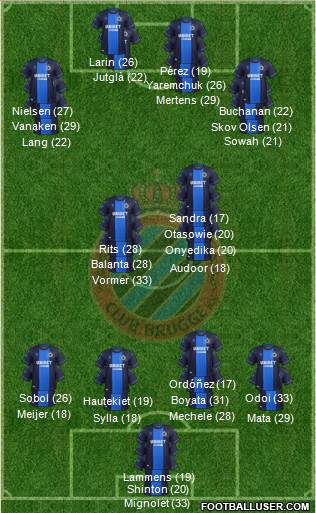 Club Brugge KV 4-1-3-2 football formation