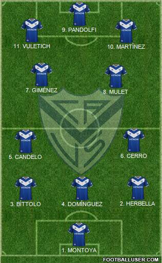 Vélez Sarsfield 4-3-2-1 football formation