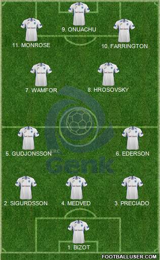 K Racing Club Genk 4-2-1-3 football formation