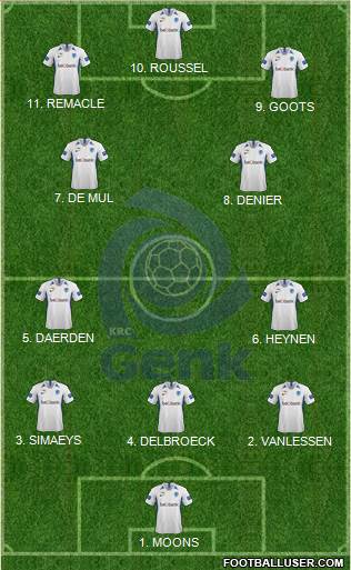 K Racing Club Genk 4-2-1-3 football formation