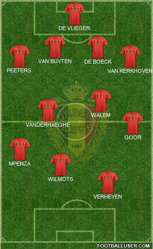 Belgium 4-4-1-1 football formation