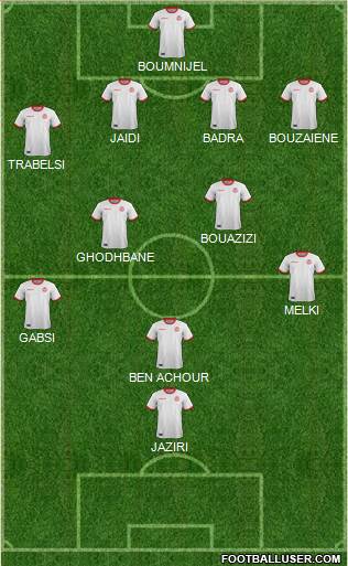 Tunisia 4-4-1-1 football formation