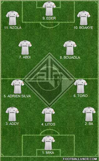 Associação Académica de Coimbra 4-2-2-2 football formation