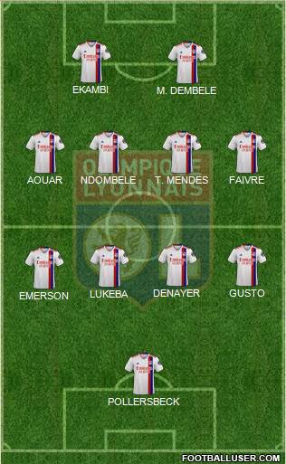 Olympique Lyonnais 5-4-1 football formation