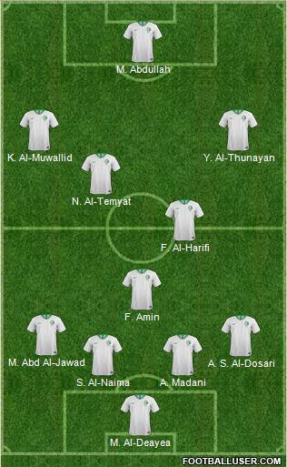 Saudi Arabia 4-2-3-1 football formation