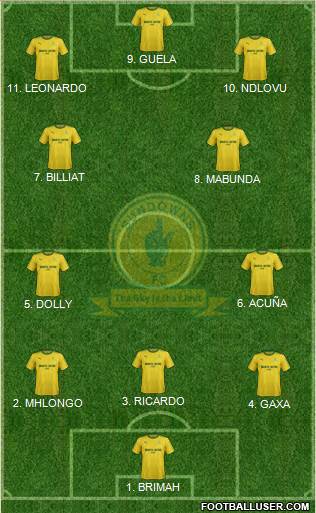 Mamelodi Sundowns 4-3-1-2 football formation