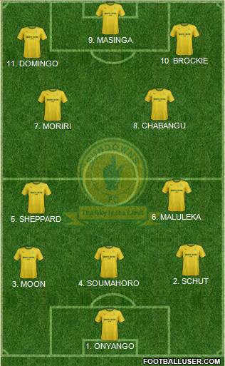 Mamelodi Sundowns 4-3-1-2 football formation