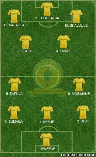 Mamelodi Sundowns 4-2-1-3 football formation