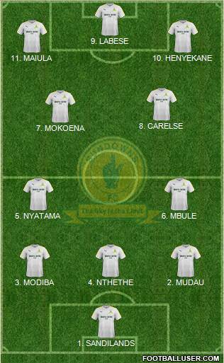 Mamelodi Sundowns 4-2-3-1 football formation