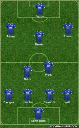 Leicester City 4-2-3-1 football formation