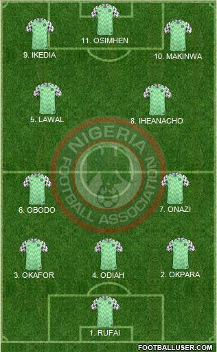 Nigeria 4-2-1-3 football formation