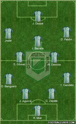 CDC Atlético Nacional 4-2-1-3 football formation