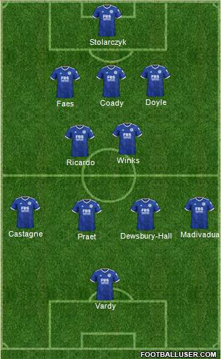 Leicester City 3-5-1-1 football formation