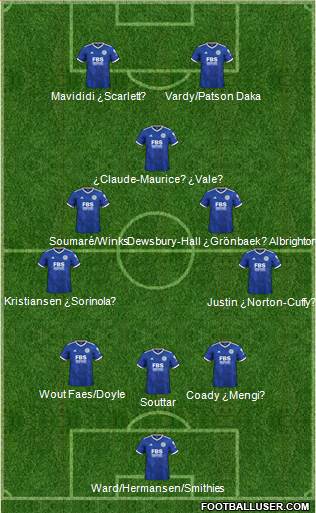 Leicester City 3-4-1-2 football formation