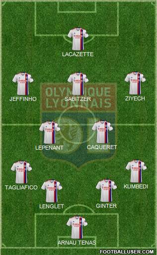 Olympique Lyonnais 4-2-3-1 football formation