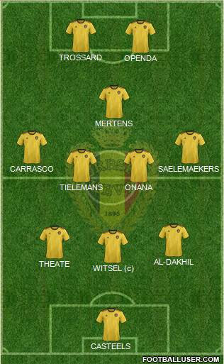 Belgium 3-4-1-2 football formation