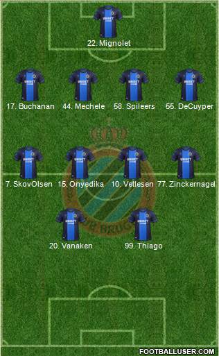 Club Brugge KV 4-1-3-2 football formation