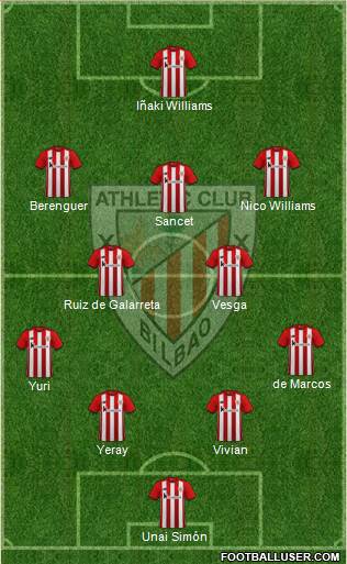 Athletic Club 4-2-3-1 football formation