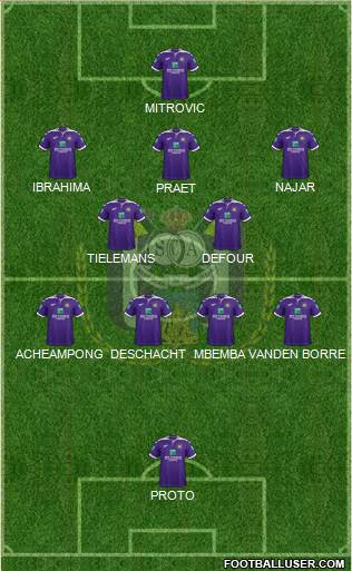 RSC Anderlecht 5-4-1 football formation