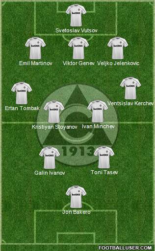 Slavia (Sofia) 4-2-4 football formation