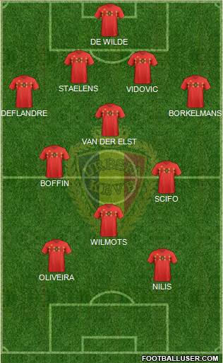 Belgium 4-3-1-2 football formation