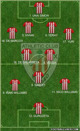 Athletic Club 4-2-3-1 football formation