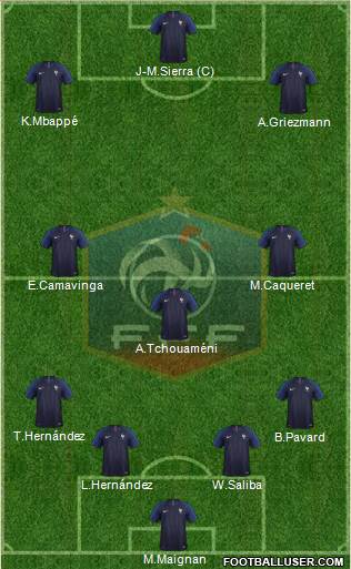 France 4-2-3-1 football formation