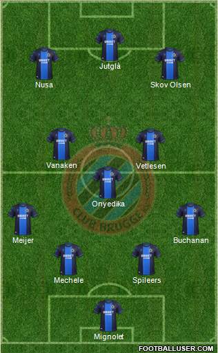 Club Brugge KV 4-1-2-3 football formation