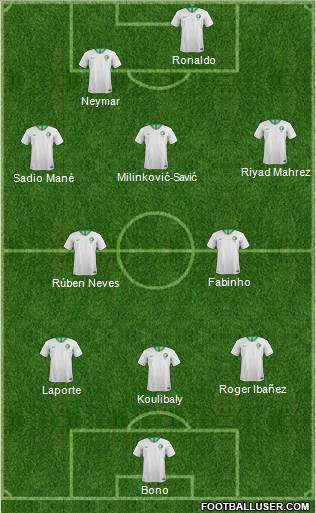 Saudi Arabia 4-1-4-1 football formation