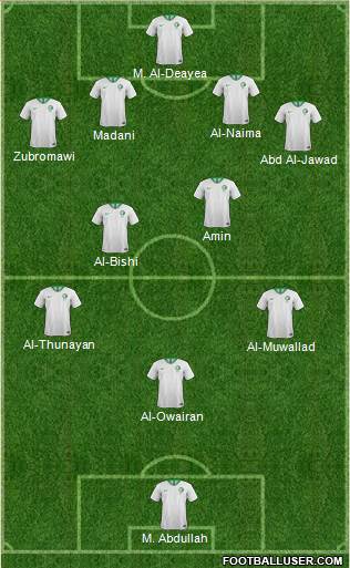 Saudi Arabia 4-5-1 football formation