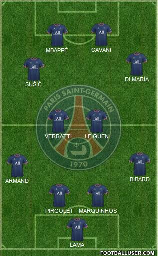 Paris Saint-Germain 4-2-2-2 football formation