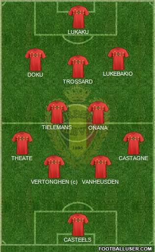 Belgium 4-2-3-1 football formation