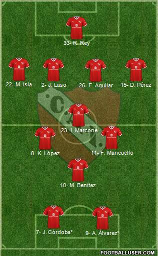 Independiente 4-3-1-2 football formation